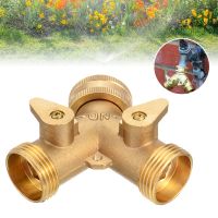 3/4 Threaded Solid Brass Hose Splitter Double Nozzle Garden Tap Connector Adaptor Hose Splitter Two Way