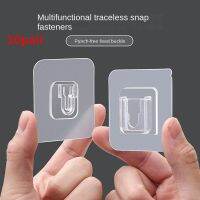 Multi-purpose Hooks 5 Pairs of Double-sided Adhesive Wall Hooks Non-marking Sticky Hooks Plastic Transparent Fixer Paste Buckle Power Points  Switches