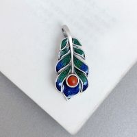 S925 Sterling Silver Pendant Wholesale Graffiti Feather Emerald Necklace Men And Women Can Wear Versatile Handmade