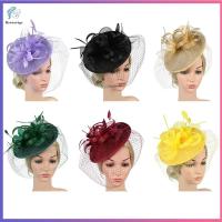 BENNETTGC Fascinator เครื่องประดับผมวินเทจปาร์ตี้น้ำชาพร้อมคลิปที่คาดผมดอกไม้คลิปขนนกเครื่องประดับผม