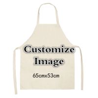 Custom Kitchen Apron For Women Home Cooking Cotton Linen Kids Sleeveless Aprons 65x53cm Baking Accessories Bibs