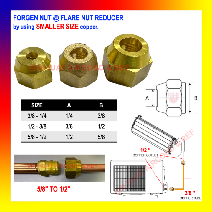 FLARE NUT REDUCER / REDUCING FLARE NUT FOR AIRCOND / NUT FLARE