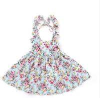 2021Flofallzique Baby Girls Dress With The Brand Summer Beach Style Floral Print Party Backless Vintage Toddler Kid Clothing 1-8Yrs