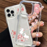 IPhone Case Clear Case Soft Thick TPU Shockproof HD Super Transparent Protection Camera Plating Button Pink Flower for IPhone 14 Pro Max IPhone 11 Pro Max IPhone 13 12