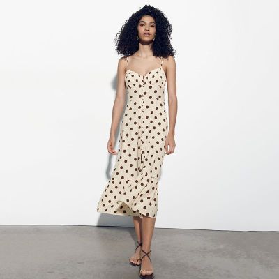 UNIQLO 3577672 New Womens Clothing Sweet Foreign Style Self-Cultivation Thin Dot Print Suspender Dress 03577672086