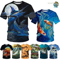 2023 NEW Summer Fashion 3d Printed Koi Short Sleeved T-shirt Suitable for Fishing Enthusiasts Size：s-5xl