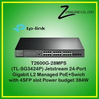 TP-LINK T2600G-28MPS JetStream 24-Port Gigabit L2 Managed PoE+ Switch with 4 SFP Slots PoE budget 384watt