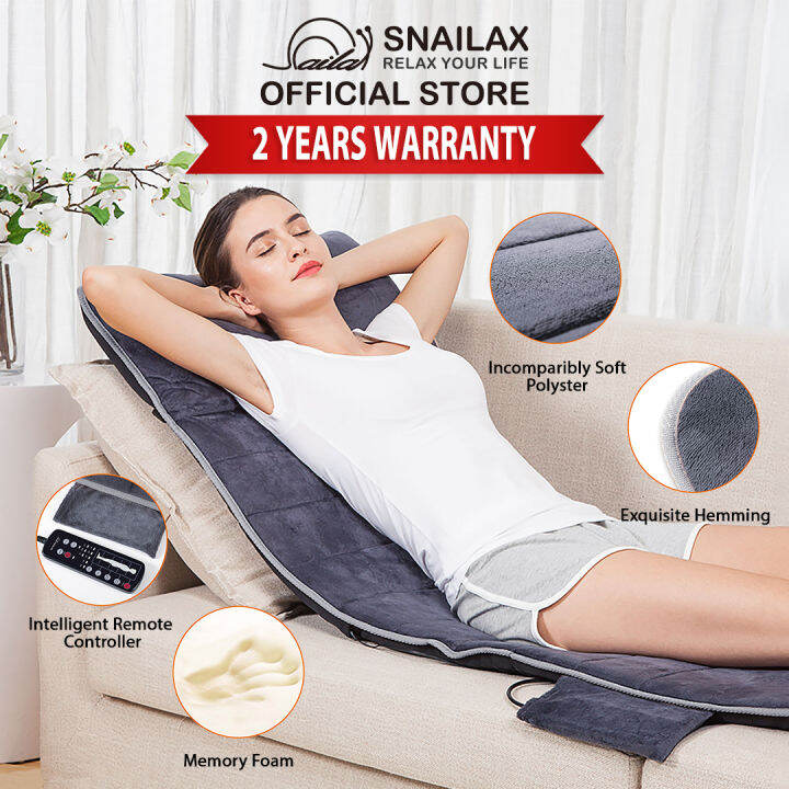 Snailax SL-363M Memory Foam Massage Mat with Heat, 10 Vibration Motors, 6  Therapy Heating Pad, Full Body Massager Cushion, Relieve Neck, Back, Waist,  Legs Tension, NOT a Shiatsu Kneading, 2 Yrs Warranty,