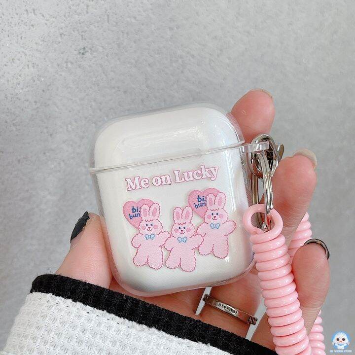 เคสหูฟังบลูทูธ-ซิลิโคน-นิ่ม-แบบใส-ลายกระต่ายน่ารัก-พร้อมสายคล้อง-สีชมพู-สําหรับ-airpods-1-2-3-2nd-generation-ej-bq2534