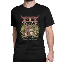 【HOT】 Men T-Shirt In Peace With The Nature Cotton Tee Hayao Miyazaki Manga Japan No Face Studio Ghibli Totoro Spirited Away T Shirt XS-4XL-5XL-6XL