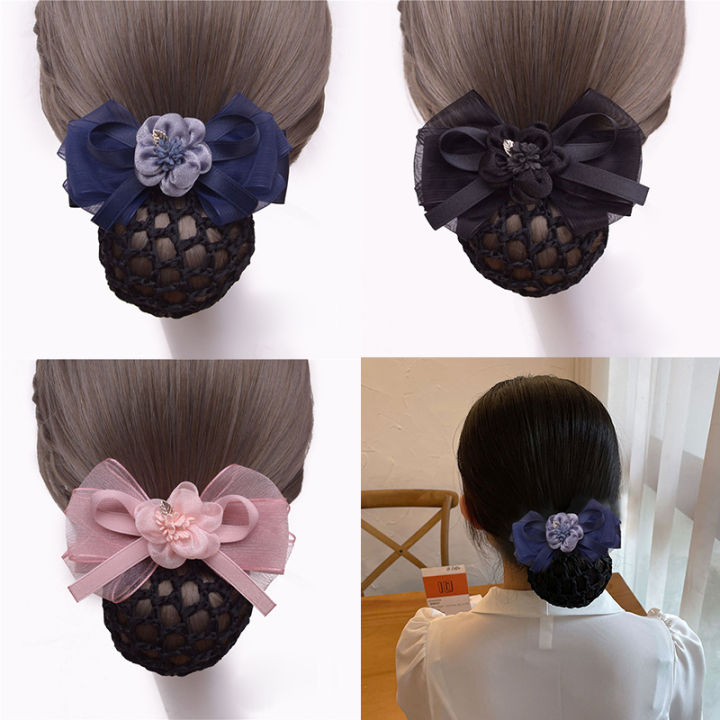 dual-use-head-flower-korean-temperament-hair-ornaments-nurses-special-hair-net-air-hostess-bank-to-work-hair-net-pocket-bow-hair-clip