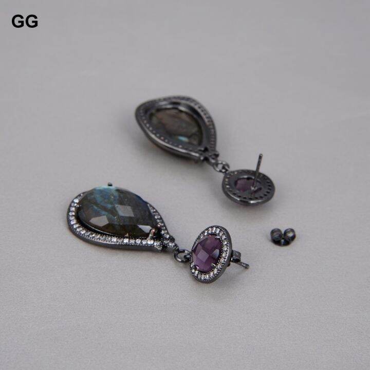 guaiguai-jewelry-natural-teardrop-flash-labradorite-purple-crystal-cz-pave-stud-drop-earrings