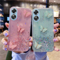 เคสโทรศัพท์ OPPOA18 OPPO A18 4G ปักเลื่อมแฟชั่นใหม่เคสด้านหลังโปร่งใส TPU ผีเสื้อเพชรส่องประกายนุ่ม Silicagel