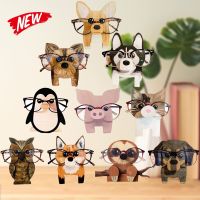 ZZOOI Cute Animal Glasses Stand Holder Wooden Animal Eyeglasses Display Rack Puppy Cat Piggy Sunglasses Organizer for Home Storage