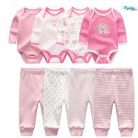 Kidddiezoom 4set Baby Romper + 4set กางเกงเด็กแฟชั่นเสื้อผ้าเด็กแรกเกิด