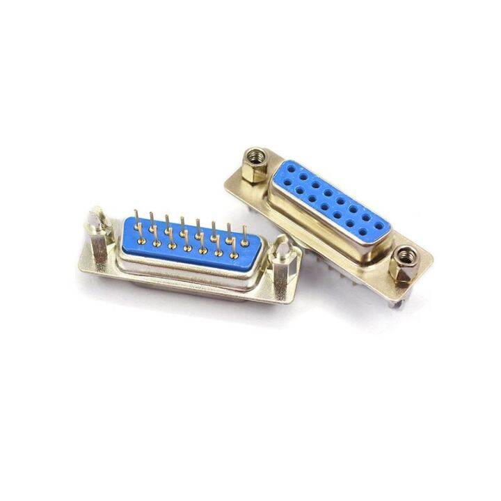 10pcs DP15 2Row Male/Female Blue Straight Pin DB15 Dsub PCB Mount