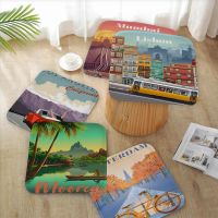 【LZ】 Tourist City Creative Seat Cushion Office Dining Stool Pad Sponge Sofa Mat Non-Slip Cushions Home Decor