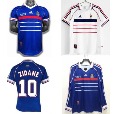 Retro France 1998 zindane henry World Cup home soccer Jerseys Long sleeve