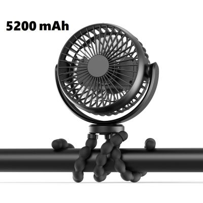 พัดลมรถเข็นเด็ก5200MAh,มือถือแบบชาร์จ USB Bladeless พัดลมพับขนาดเล็ก Mini Ventilator Silent Table Outdoor Cooler