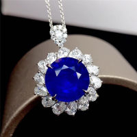 Elegant Blue Crystal Sapphire Gemstones Diamonds Sun Flowers Pendant Necklaces for Women White Gold Filled Silver Jewelry Gifts