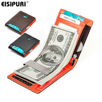 Genuine Leather Slim Wallet RFID Blocking Ultra Thin ID Credit Card Holder Money Clip Men Short Mini Coin Pocket Purse