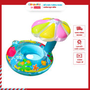 Phao Bơi Trẻ Em Hình Cây Nấm Màu Hồng Có Mái Che Xỏ Chân Chống Lật An Toàn