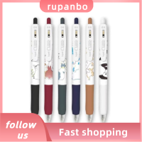 RUPANBO039392692ปากกาหมึกเจล Pulpen Hewan หดได้น่ารัก6ชิ้นอุปกรณ์สำหรับบ้านปากกาแรงดัน