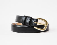 Diplomate Black Grain One-inch Belt Genuine Leather in Brass Buckle เข็มขัดหนังเกรน สีดำ ขนาด 1 นิ้ว อะไหล่ทองเหลือง หนังแท้