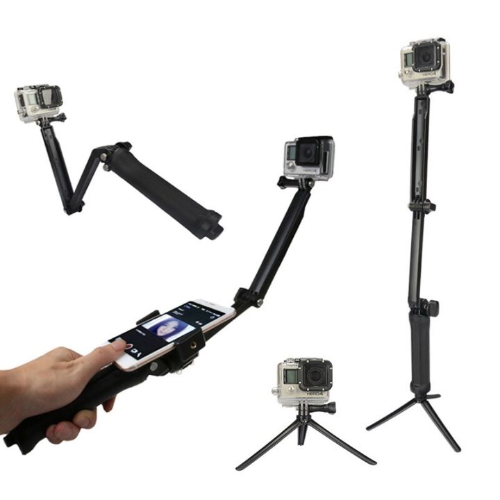 ไม้เซลฟี่แบบขาเดียวไม้ที่ขยายได้มือถือ3ทาง-มินิขาตั้งสามขาสำหรับกล้อง-go-pro-ฮีโร่11-10-9-8เหมาะสำหรับ-xiaomi-yi-4k-sjcam