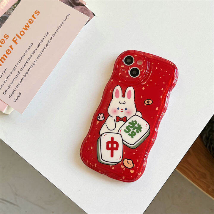 เคส-bowknot-mahjong-rabbit-สำหรับ-iphone-14promax-น่ารักการ์ตูนกระต่ายกรณีโทรศัพท์สำหรับ-iphone12-เคสโทรศัพท์สีแดงขอบคลื่นสำหรับ-iphone13-เคสโทรศัพท์-golden-spot-สำหรับ-iphone11promax-กรณีโทรศัพท์มือถ