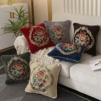 【YF】 Folk-Custom Flowers Cushion Cover 45x45cm Embroidery Jacquard Decorations for Home Edging Pillow Cases Decora Cushions Bed