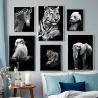 Lion Tiger Zebra Panda Wall Art ภาพวาดผ้าใบ Nordic โปสเตอร์และพิมพ์สัตว์ภาพผนังสำหรับห้องนั่งเล่น Scandinavian Decor Top Choice สำหรับคนรักสัตว์