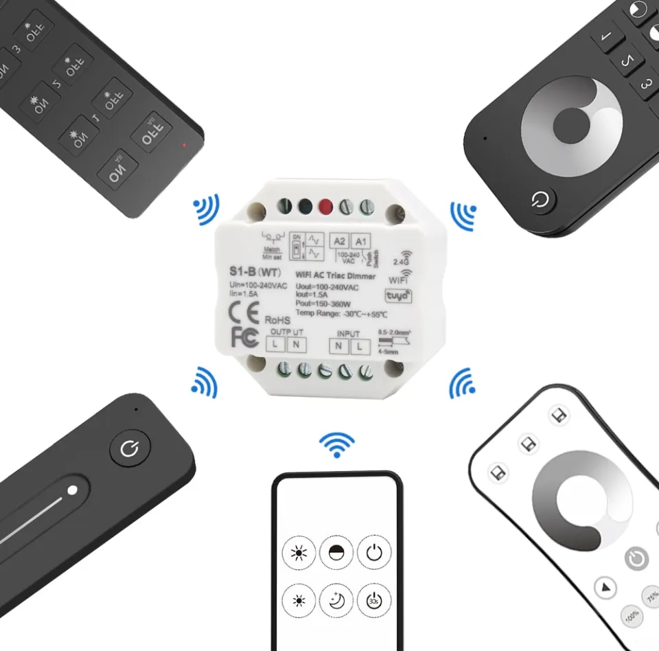 LED Dimmer Switch Triac AC 220V 230V 110V 2.4G Wireless RF Remote Dimmable  Push Switch Smart Wifi Dimmer for LED Bulb Light Lamp