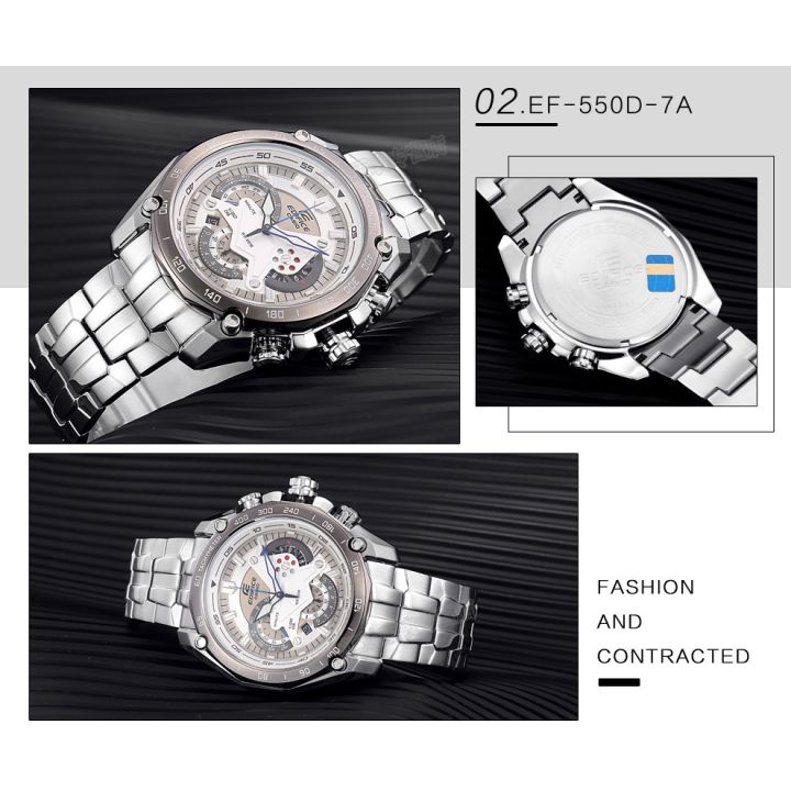 casio-edifice-รุ่น-สินค้าขายดี-นาฬิกาข้อมือผู้ชาย-สายสแตนเลส-ef-550d-7av