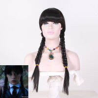 【มีไซส์ใหญ่】Cosplay Wig Girls Black Long Braided Wig Synthetic Hairs