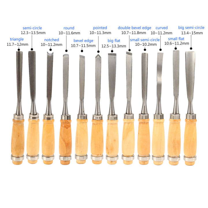 ชุดสิ่วแกะสลักไม้แกะสลักไม้แกะสลักแบบมืออาชีพ12ชิ้นสำหรับงานศิลปะงานช่างไม้-tanah-liat-prakarya-งานแกะสลักงานไม้