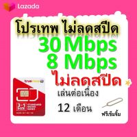 ซิมโปรเทพ 30-8  Mbps ไม่ลดสปีด เล่นไม่อั้น +โทรฟรีทุกเครือข่ายได้ แถมฟรีเข็มจิ้มซิม