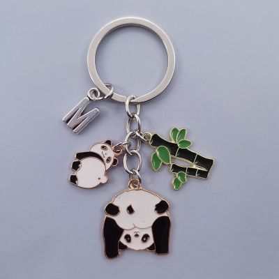 New fashion creative cute panda keychain cartoon animal plant metal pendant keychain car bag pendant cute keyring gift Key Chains