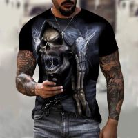 2023 NEW2023ใหม่เสื้อยืดผู้ชาย Skull 3D พิมพ์เสื้อยืดผู้ชาย O-Neck เสื้อยืดแขนสั้น