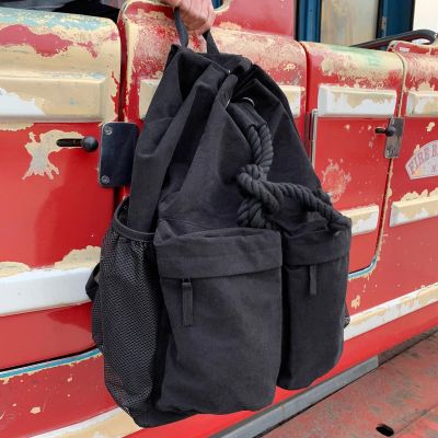 Korean-Style Niche Canvas Drawstring Backpack Trendy Brand Mens Bag College Student Schoolbag Travel Bag Large Capacity Computer Bag 2023