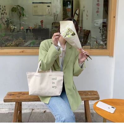 [mushroom] กระเป๋าผ้าใบกระเป๋านักเรียนสไตล์เกาหลีแฟชั่นสตรี