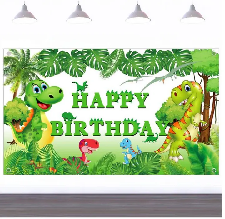 Dinosaur Birthday Backdrop theme photography background cloth birthday  party decoration supplies 5x3ft for Kids Boys Party Decorations Supplies  Sign Green | Lazada PH