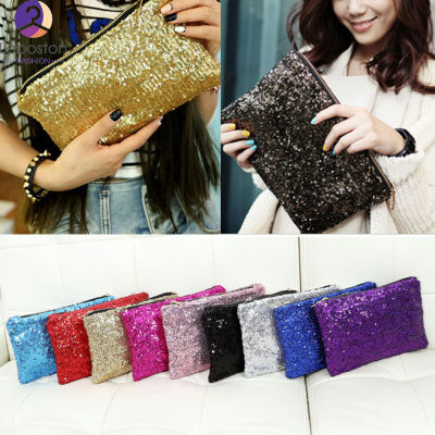 Leboston (กระเป๋า) แฟชั่นผู้หญิง Dazzling Glitter Sparkling Bling Sequins กระเป๋าถือซิปซอง Package