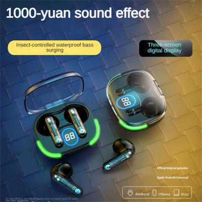 LY80 Tronics Tronics จอแสดงผลดิจิตอลไร้สายบลูทูธ-ชุดหูฟังที่รองรับไฟหายใจเทคโนโลยีโทรเพลงโปร่งใสรองรับบลูทูธ5.3