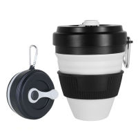 450ml Portable Folding Silicone Water Cup Mugs escopic Outdoor Travel Coffee Cups Bottle Collapsible Tea Mug Handcup With Lid