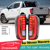 ไฟท้าย LED สำหรับ Nissan NP300 Navara 2015 2016 2017 2018 2019 2020 2021ไฟถอยขับรถไฟเบรคด้านหลังพร้อมเลนส์ควันเลี้ยว