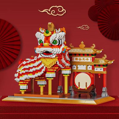 Lion Dance Archway Mini Building Blocks วัฒนธรรมจีนดั้งเดิม3D รุ่น Diamond Micro อิฐของเล่นสำหรับเด็ก Gift