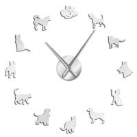 Various Cat and Dog Acrylic Simple DIY Wall Clocks Animal Dogs Cats Pets Companions Pet Shop Decor Wall Art Clock Creative Show