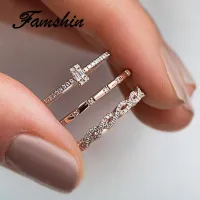 FAMSHIN 3Pcs/Set Fashion Infinity Rings Set For Women Girls Crystal Twist Ring Couples Gold Female Engagement Wedding Jewelry 2020 New