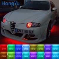 ไฟหน้า Rgb หลายสี Led Angel Eyes แหวนเฮโล Rf รีโมทคอนโทรลสำหรับ Alfa Romeo 147 00 04อุปกรณ์ไฟหน้าฮาโลเจน